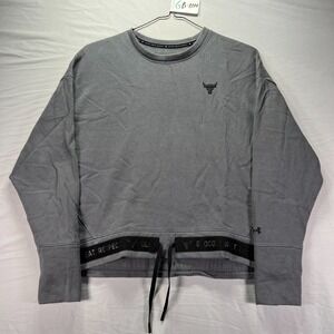 Under Armour Sweatshirt Womens Medium Gray Project Rock Fleece Cropped Fit Sweat